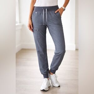 FIGS Gray Jogger Scrub Pants Women’s S/P Drawstring Stretch Medical Uniform